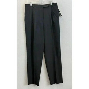 KGR Collection Women's Sz 16 Black 100% Wool Pleated Front Slacks Dress Pants